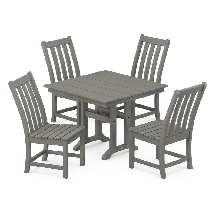 Vineyard 5-Piece Farmhouse Trestle Side Chair Dining Set