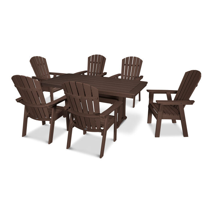 Nautical Curveback Adirondack 7-Piece Dining Set with Trestle Legs