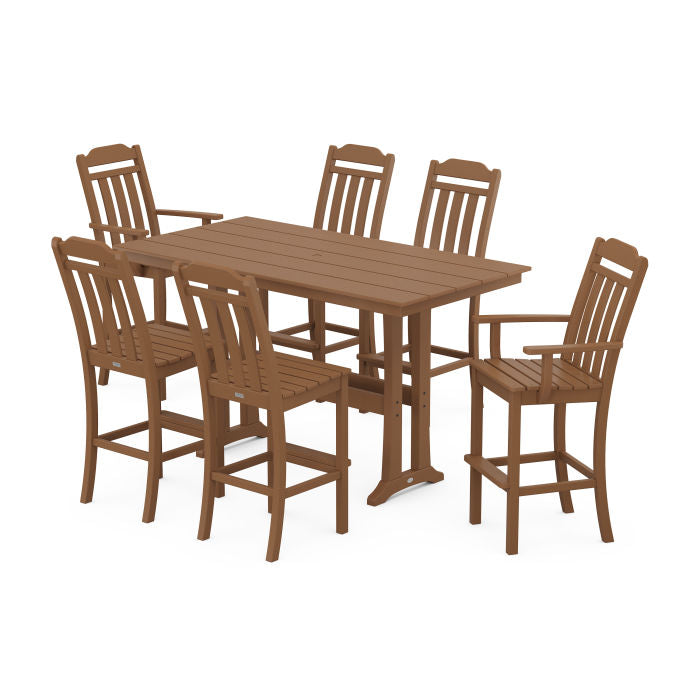 Country Living 7-Piece Farmhouse Bar Set with Trestle Legs
