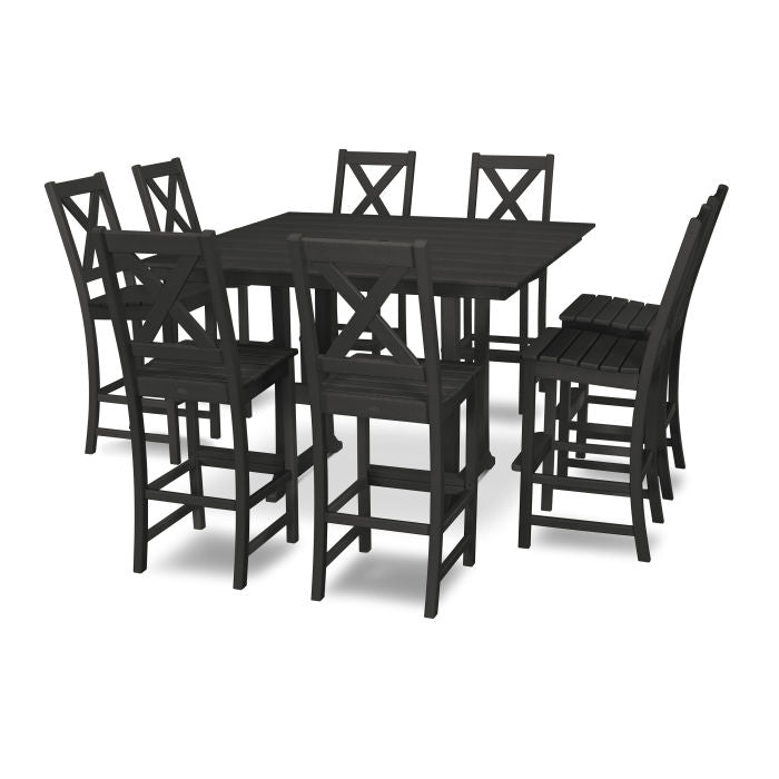 Braxton 9-Piece Farmhouse Trestle Bar Set