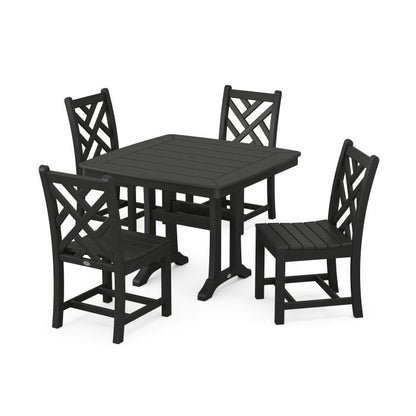Chippendale Side Chair 5-Piece Dining Set with Trestle Legs
