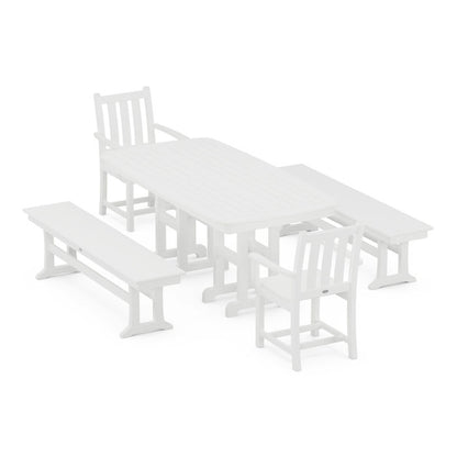 Traditional Garden 5-Piece Dining Set with Benches