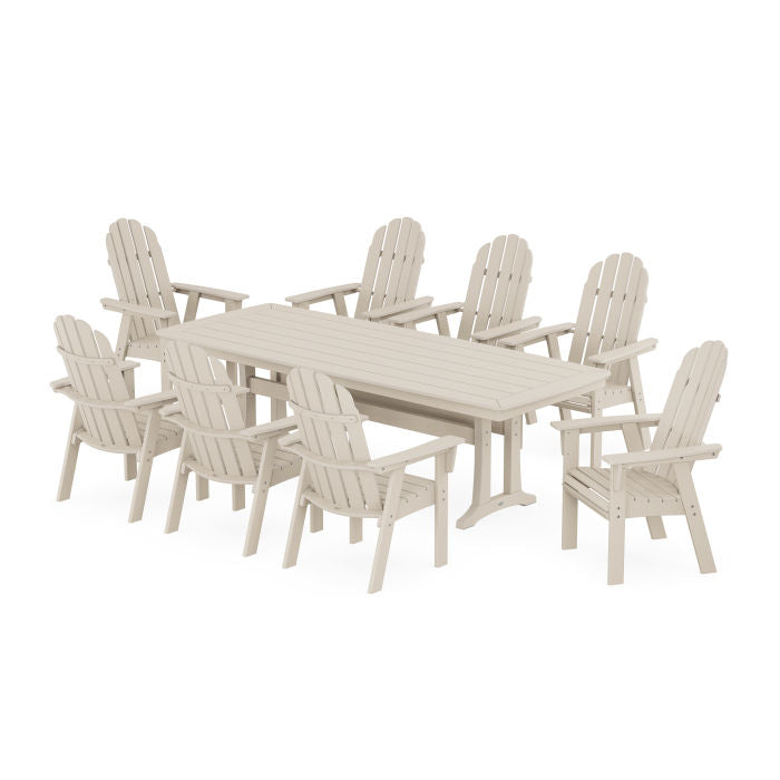 Vineyard Curveback Adirondack 9-Piece Dining Set with Trestle Legs