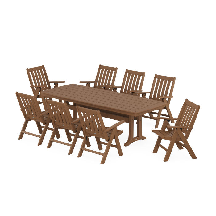 Vineyard Folding 9-Piece Dining Set with Trestle Legs