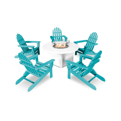 Classic Folding Adirondack 6-Piece Conversation Set with Fire Pit Table
