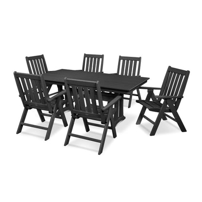 Vineyard Folding Chair 7-Piece Farmhouse Dining Set with Trestle Legs