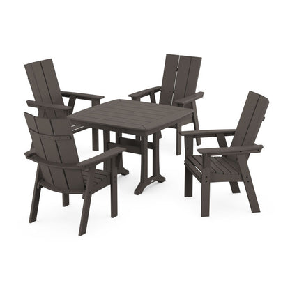 Modern Adirondack 5-Piece Dining Set with Trestle Legs in Vintage Finish