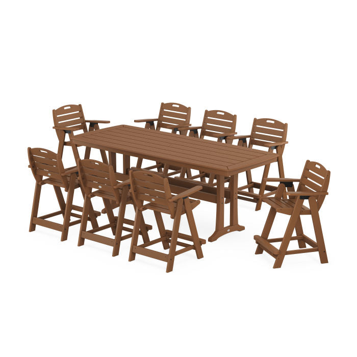 Nautical 9-Piece Counter Set with Trestle Legs