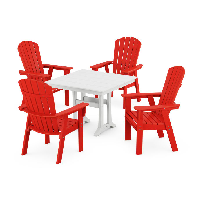 Nautical Adirondack 5-Piece Farmhouse Dining Set With Trestle Legs