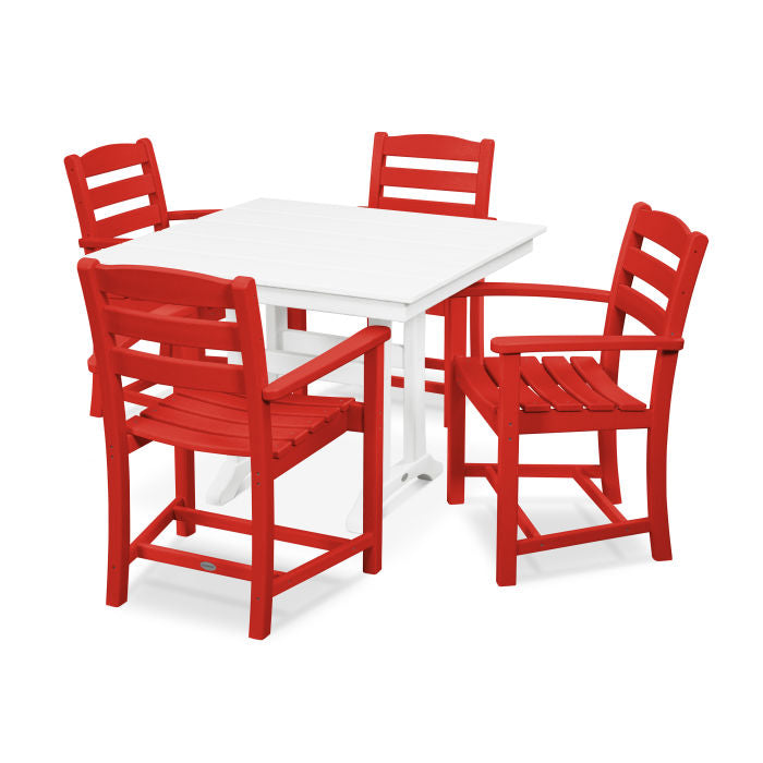 La Casa Café 5-Piece Farmhouse Trestle Arm Chair Dining Set