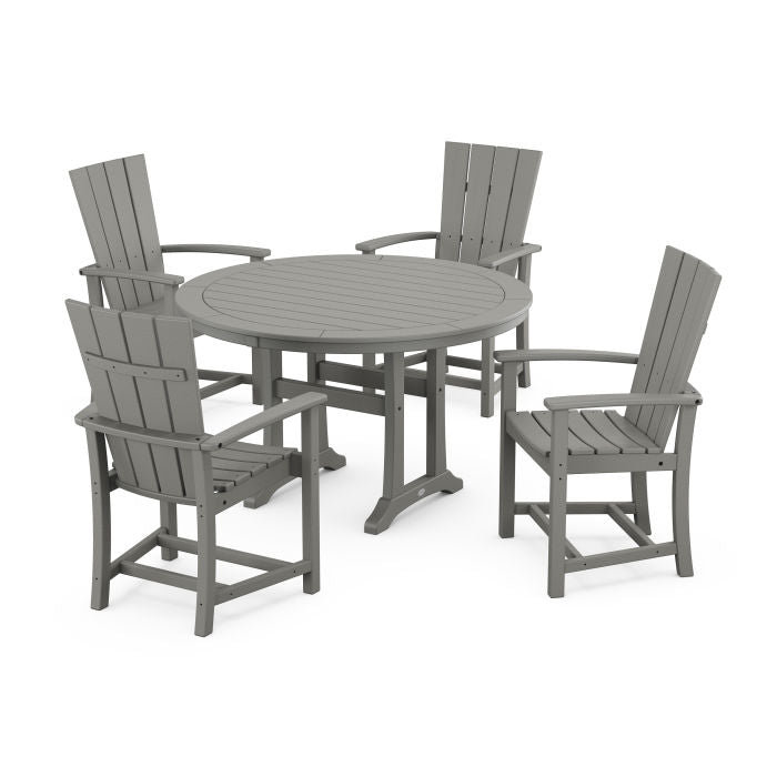 Quattro 5-Piece Round Dining Set with Trestle Legs