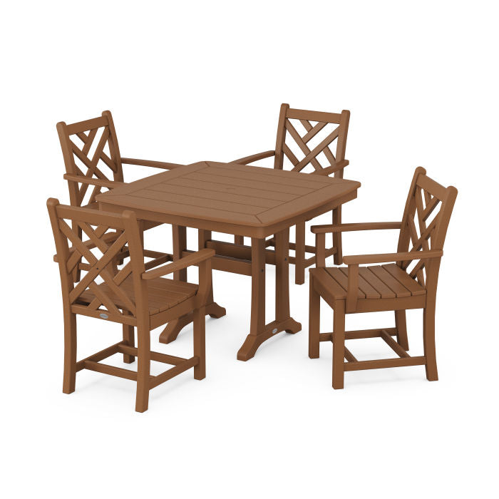 Chippendale 5-Piece Dining Set with Trestle Legs