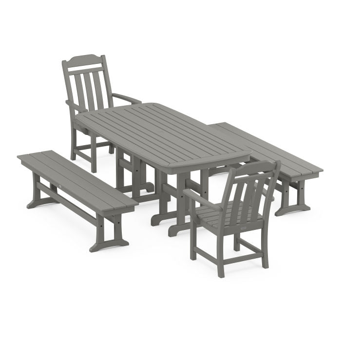 Country Living 5-Piece Dining Set with Benches