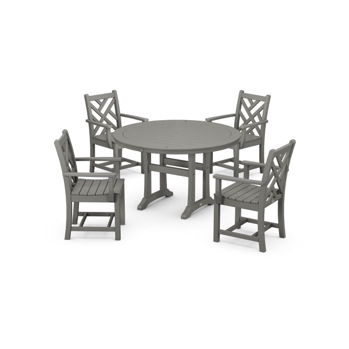 Chippendale 5-Piece Nautical Trestle Dining Arm Chair Set