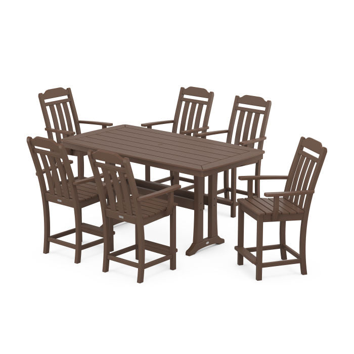 Country Living Arm Chair 7-Piece Counter Set with Trestle Legs