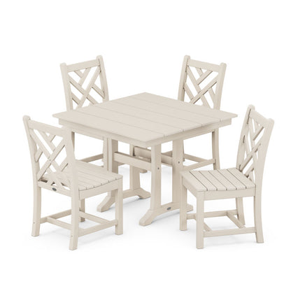 Chippendale 5-Piece Farmhouse Trestle Side Chair Dining Set
