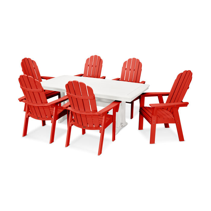 Vineyard Curveback Adirondack 7-Piece Nautical Dining Set with Trestle Legs