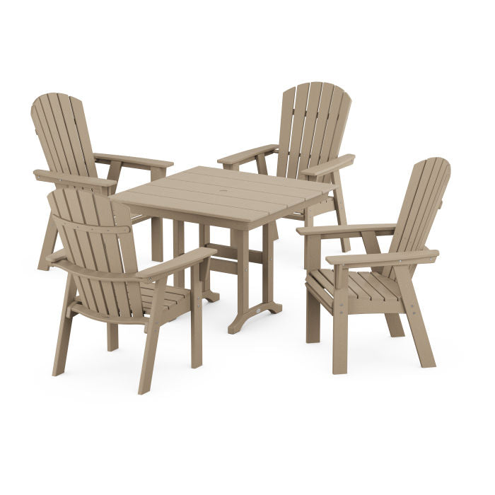 Nautical Curveback Adirondack 5-Piece Farmhouse Dining Set in Vintage Finish