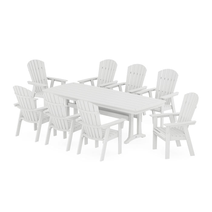 Nautical Curveback Adirondack 9-Piece Dining Set with Trestle Legs