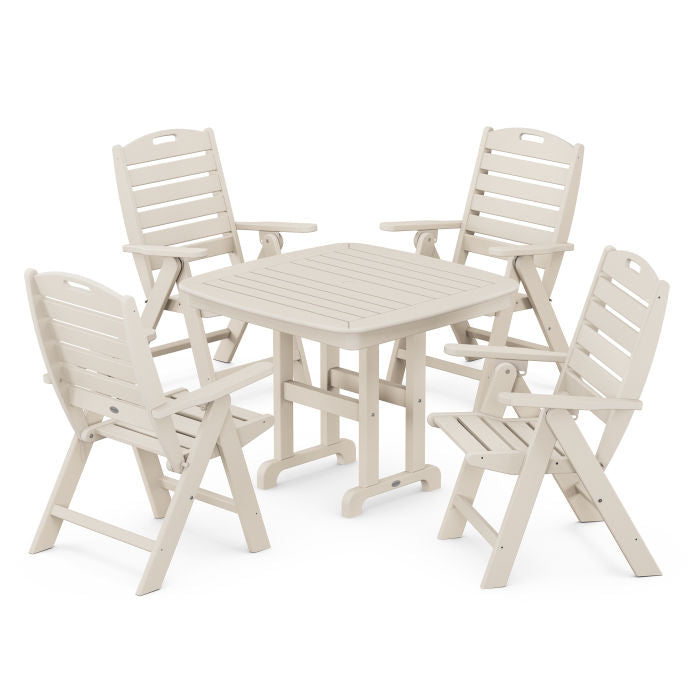 Nautical Folding Highback Chair 5-Piece Dining Set