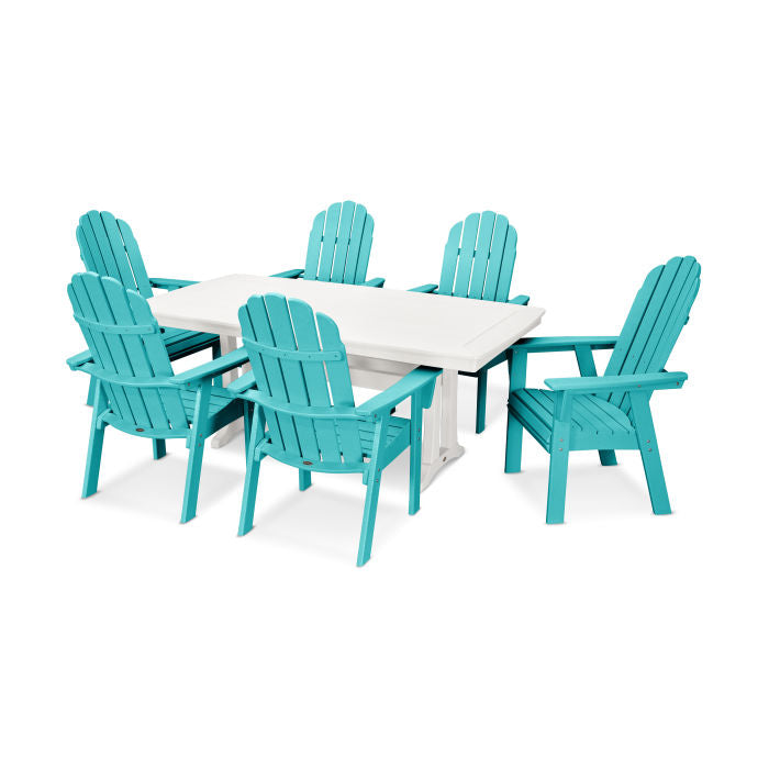 Vineyard Curveback Adirondack 7-Piece Nautical Dining Set with Trestle Legs