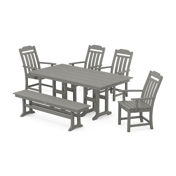 Country Living 6-Piece Farmhouse Dining Set with Bench