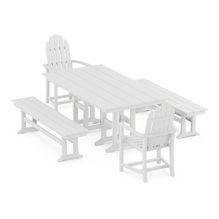 Classic Adirondack 5-Piece Farmhouse Dining Set with Benches