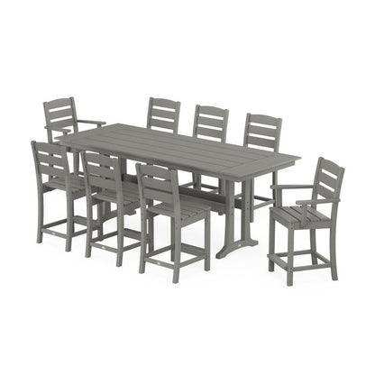 Lakeside 9-Piece Farmhouse Counter Set with Trestle Legs