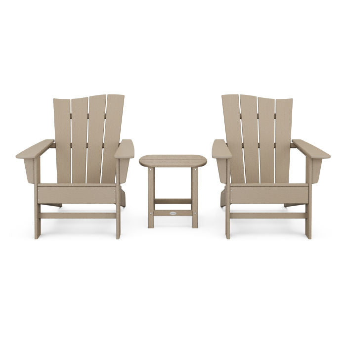 Wave 3-Piece Adirondack Chair Set in Vintage Finish