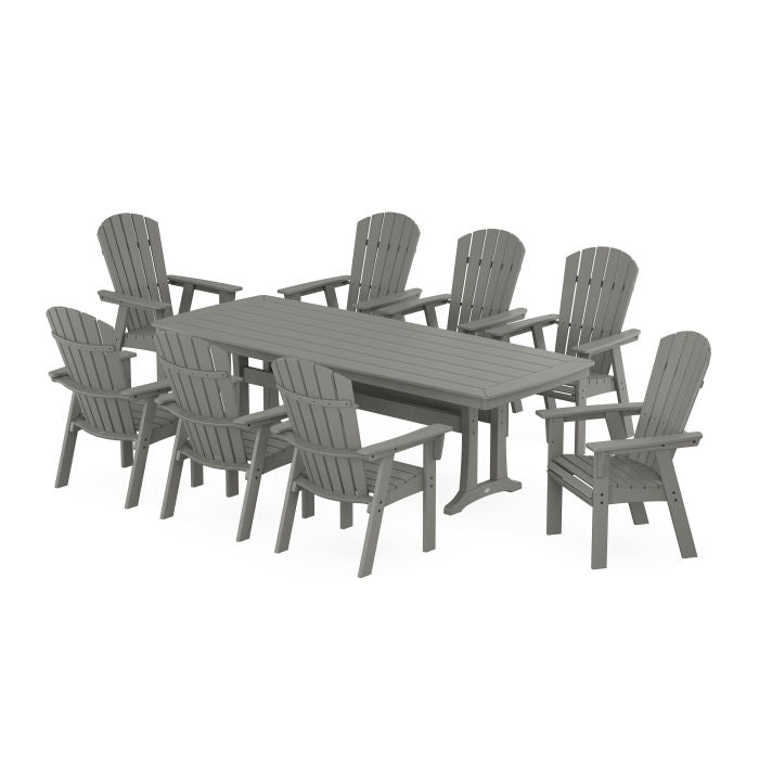 Nautical Curveback Adirondack 9-Piece Dining Set with Trestle Legs