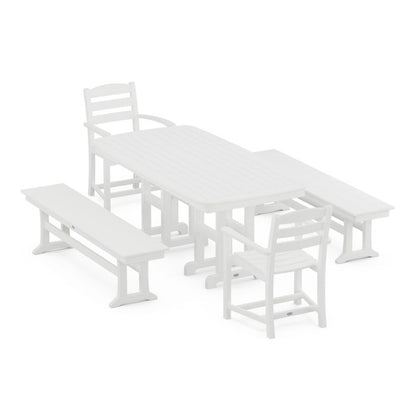 La Casa Café 5-Piece Dining Set with Benches