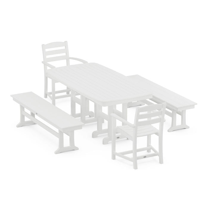 La Casa Café 5-Piece Dining Set with Benches
