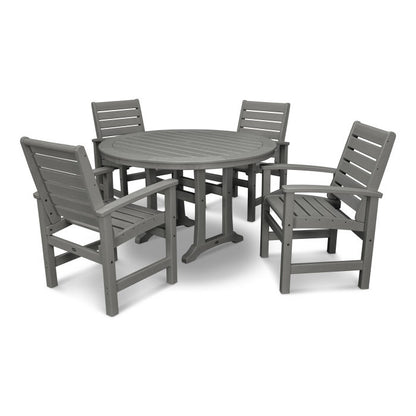 Signature 5-Piece Round Dining Set with Trestle Legs