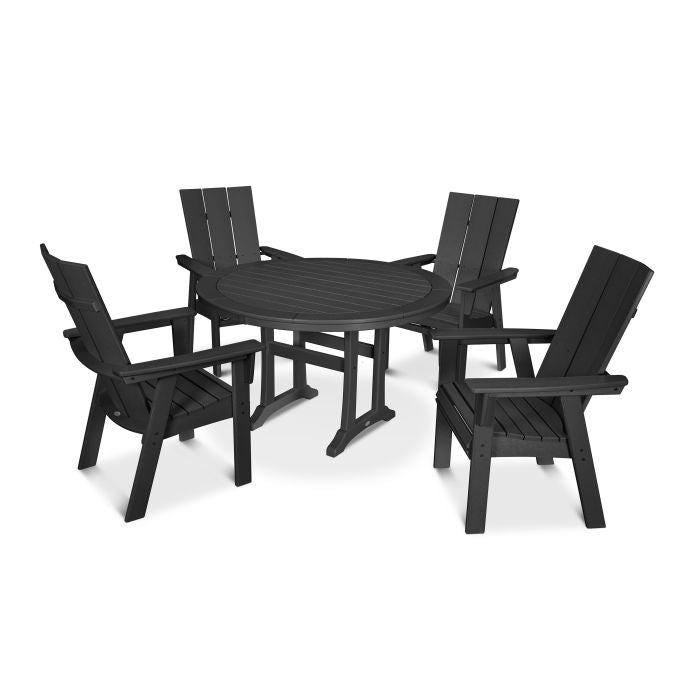 Modern Curveback Adirondack 5-Piece Nautical Trestle Dining Set