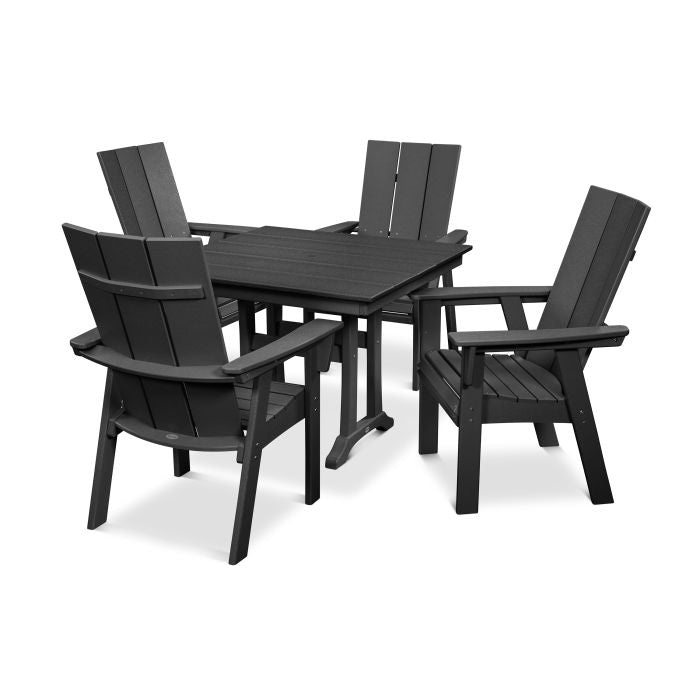 Modern Curveback Adirondack 5-Piece Farmhouse Trestle Dining Set