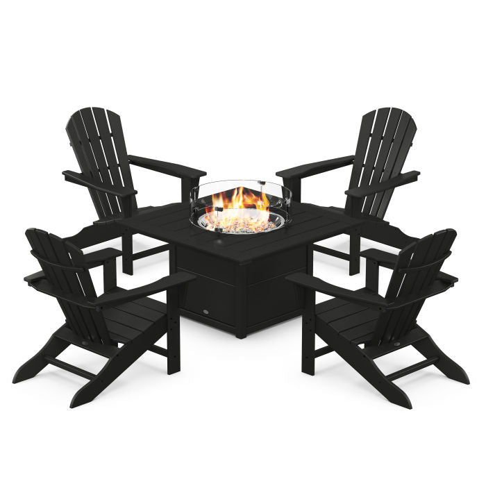 Palm Coast 5-Piece Adirondack Chair Conversation Set with Fire Pit Table