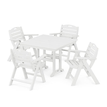 Nautical Folding Lowback Chair 5-Piece Farmhouse Dining Set