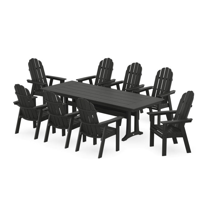 Vineyard 9-Piece Curveback Adirondack Farmhouse Dining Set with Trestle Legs