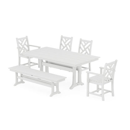 Chippendale 6-Piece Farmhouse Dining Set With Trestle Legs