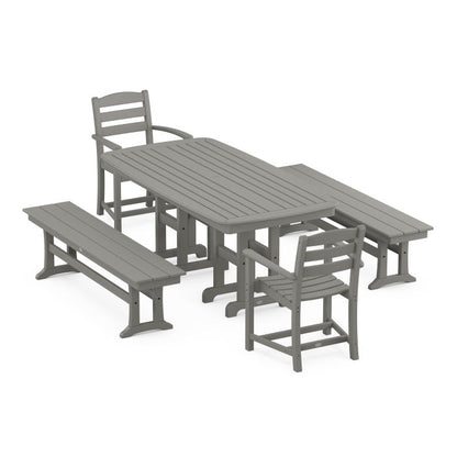La Casa Café 5-Piece Dining Set with Benches
