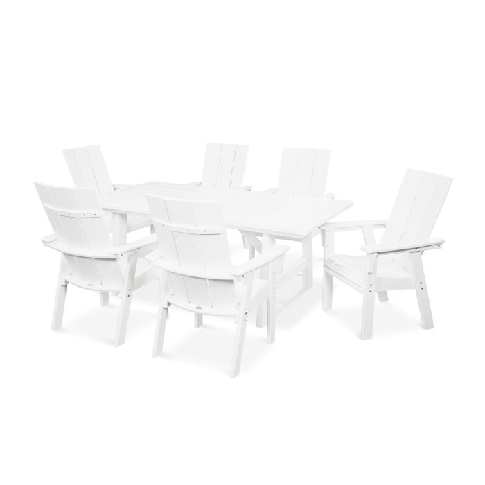 Modern Curveback Adirondack 7-Piece Rustic Farmhouse Dining Set