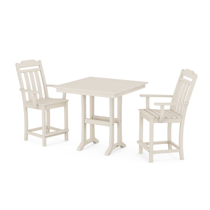 Country Living 3-Piece Farmhouse Counter Set with Trestle Legs