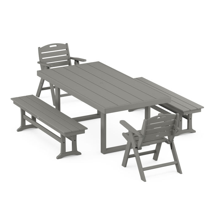 Nautical Lowback 5-Piece Dining Set with Benches