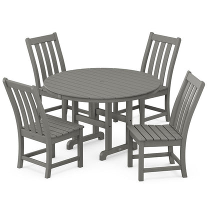 Vineyard 5-Piece Round Farmhouse Side Chair Dining Set