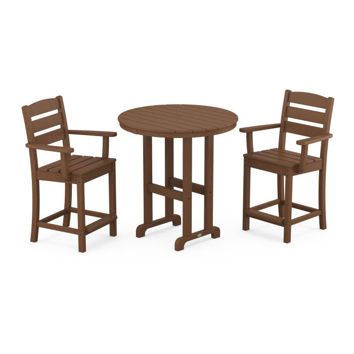 Lakeside 3-Piece Round Farmhouse Arm Chair Counter Set