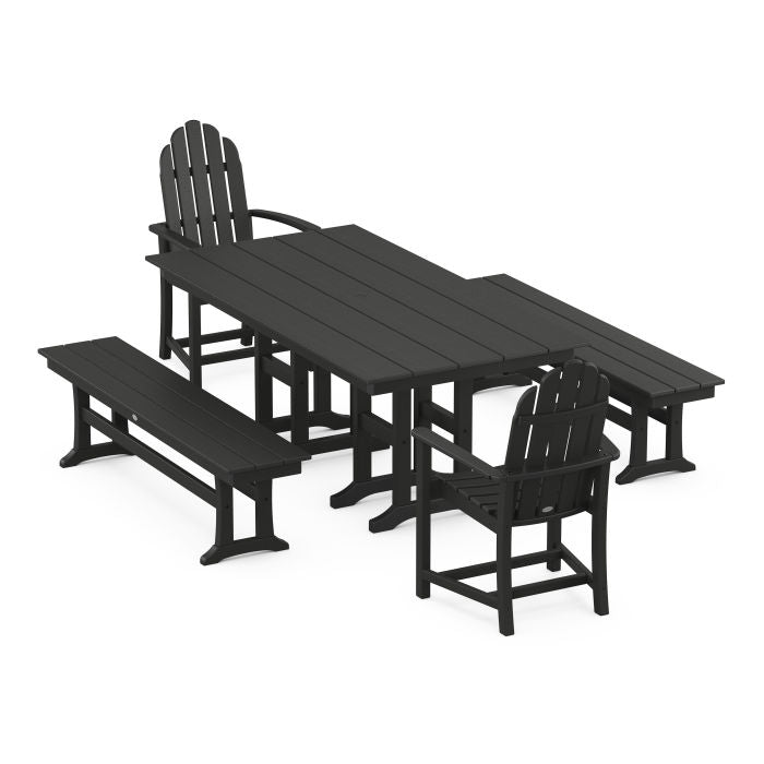 Classic Adirondack 5-Piece Farmhouse Dining Set with Benches