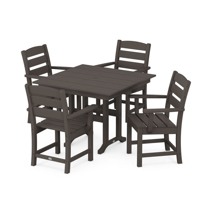 Lakeside 5-Piece Farmhouse Dining Set in Vintage Finish