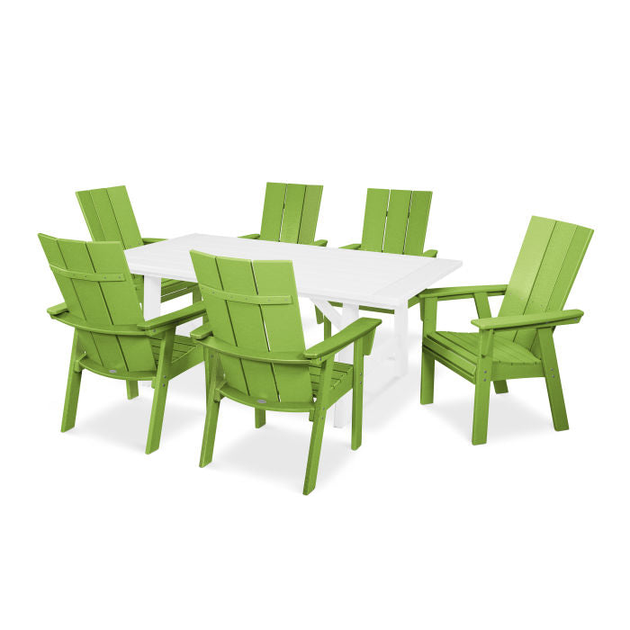 Modern Curveback Adirondack 7-Piece Rustic Farmhouse Dining Set