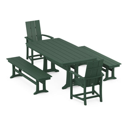 Modern Adirondack 5-Piece Dining Set with Trestle Legs