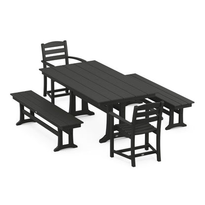 La Casa Cafe 5-Piece Farmhouse Dining Set With Trestle Legs